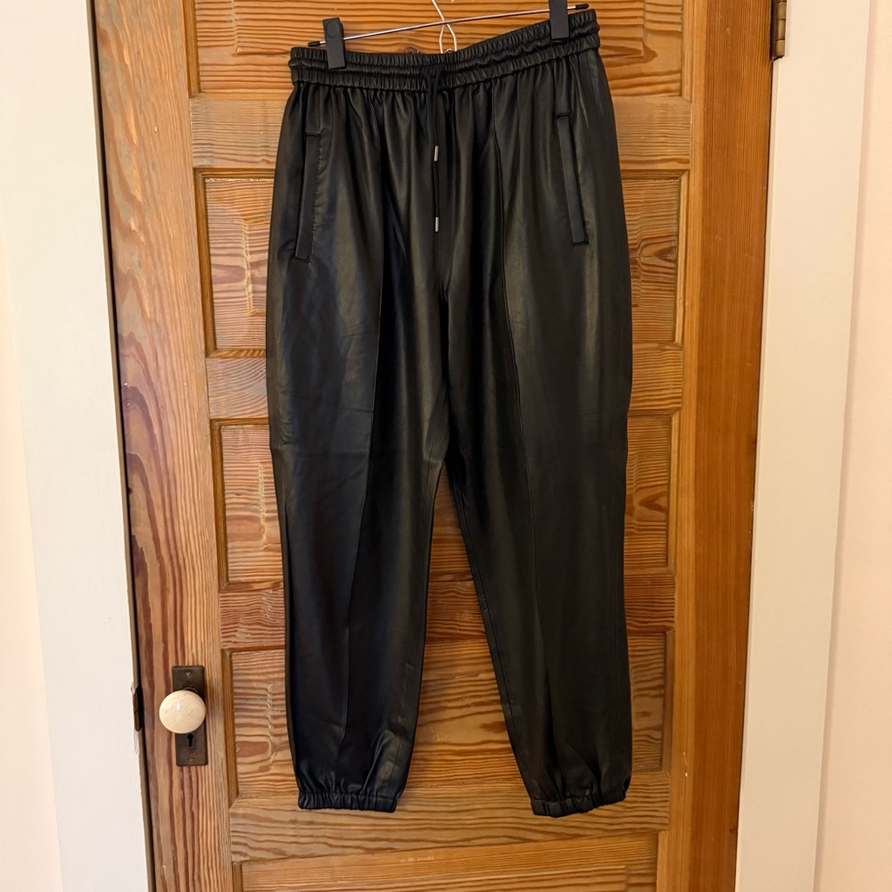 Blank NYC Faux Leather Joggers, Black, Size 29